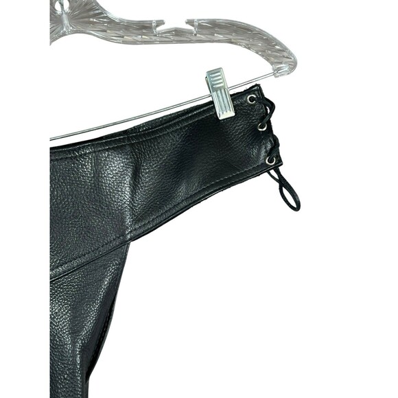 Unisex Black Leather Motorcycle Chaps XS Suede Lined Genuine Cowhide Biker USA - Picture 16 of 16